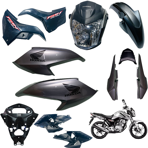 KIT CARENAGEM CG FAN 160 PRATA IRON NAI 2023 COMPLETO