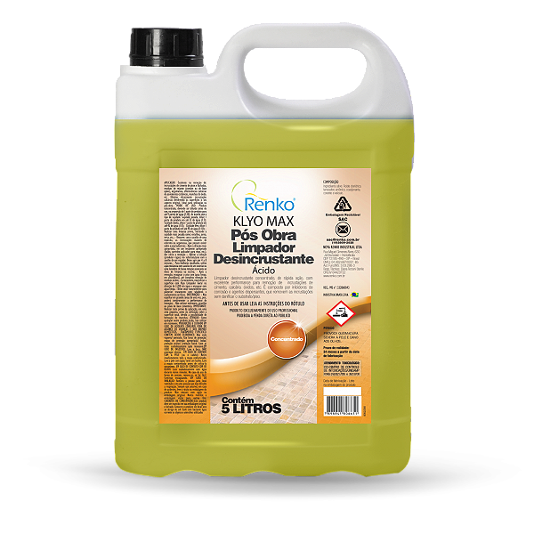 Klyo Max Pós Obra Limpador Desincrustante - 5 Litros