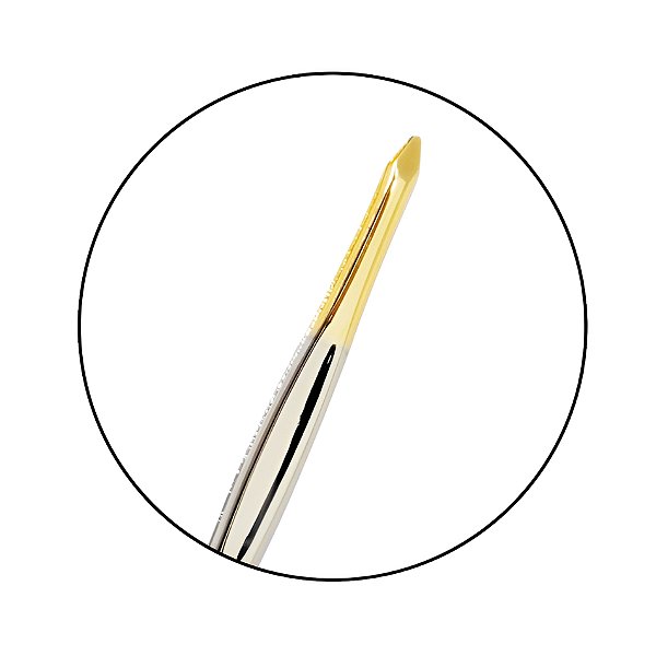 Pinça Profissional Ponta Reta Fina Dourada TW-195DHG