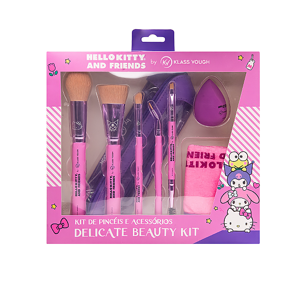 Kit de Pincéis Hello Kitty Delicate Beauty  8 Itens Essenciais