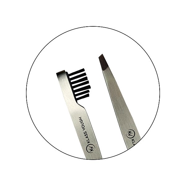 Pinça de Sobrancelha Profissional Dupla com Ponta Chanfrada e Pente