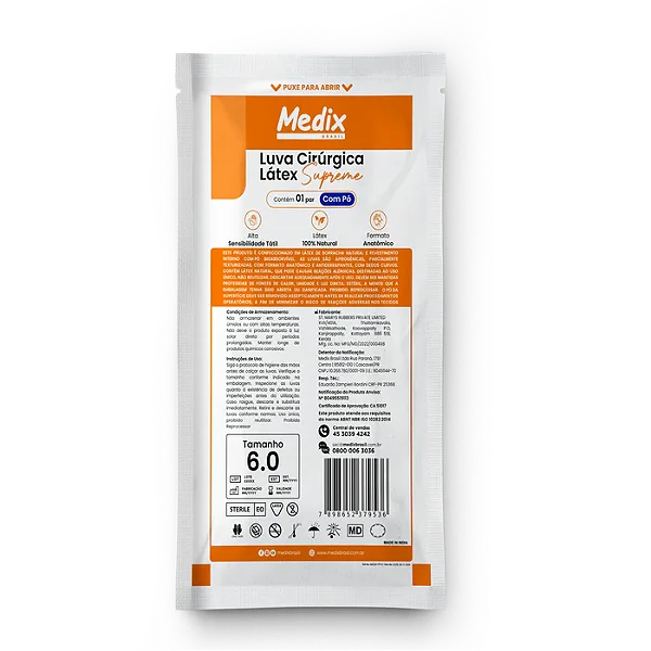 Luva Cirúrgica Estéril de Látex com Pó - Medix