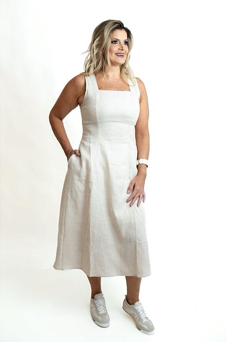 Vestido Midi em 100% Linho