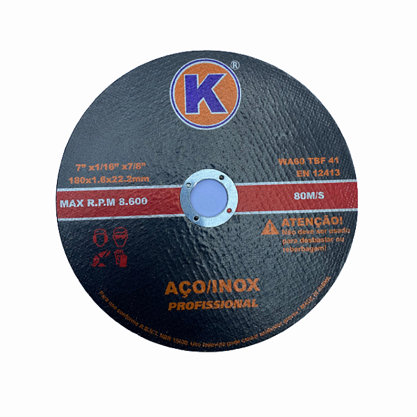 Disco de Corte para Aço Carbono e Inox 7" 180mm