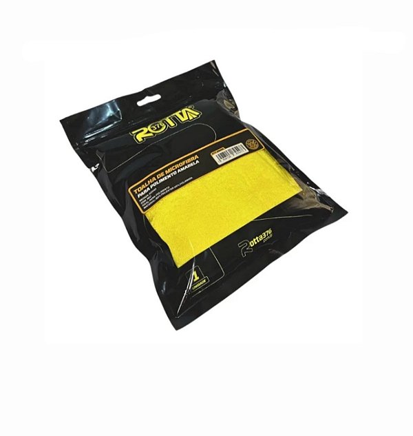 TOALHA DE MICROFIBRA AMARELA COM BORDAS PRETAS 60X40 CM 78G 325GSM1