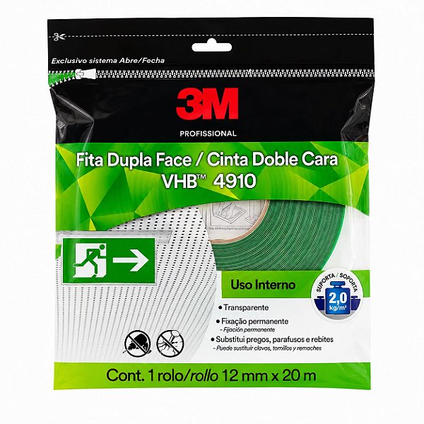 3M FITA DUPLA FACE VHB4910 12X20M 3M TRANSP