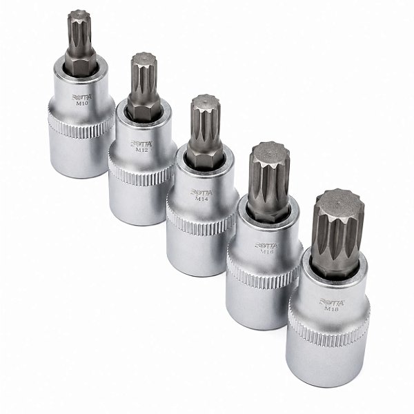 ROTTA 376 JOGO SOQUETES BITS MULTIDENTADO 1/2" 5 PCS M8 A M16