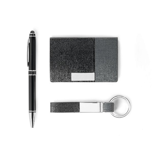 Kit de Porta Cartões, Chaveiro e Caneta Asti Max