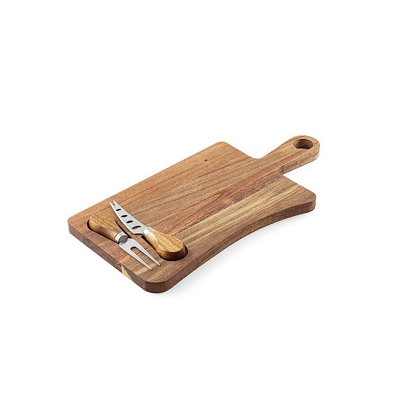Tábua de queijos com utensílios em acácia e aço inox Cheese