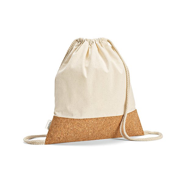 Sacola mochila em algodão reciclado com base em cortiça Ecocork