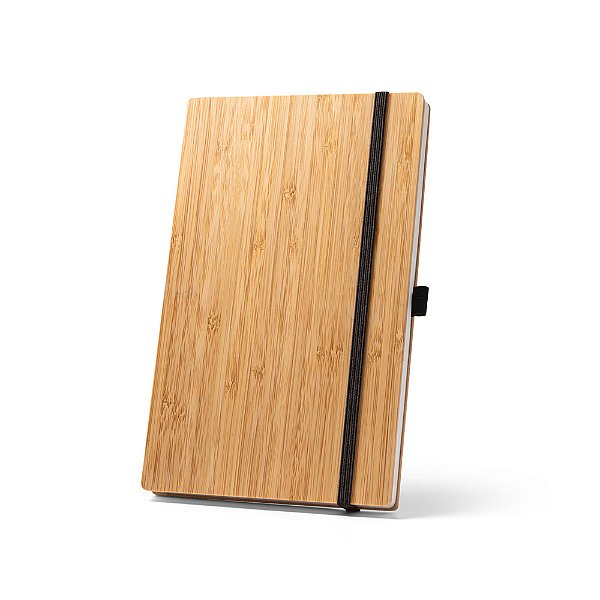 Caderno A5 de bambu com lombada em poliéster reciclado Bamrec