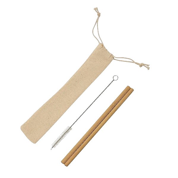 Kit Canudos de Bambu com Escova de Limpeza Veneza