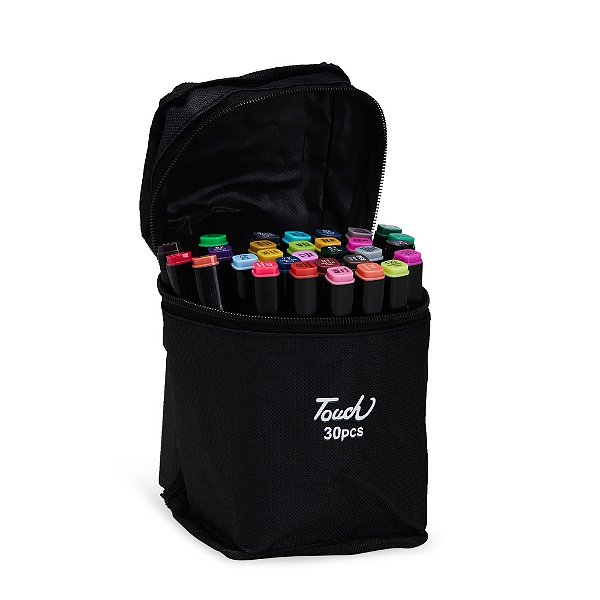 Kit Canetas Marcadoras Pontas Duplas 30 Cores Bali