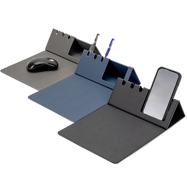 Mouse Pad com Suporte de Celular Madeira