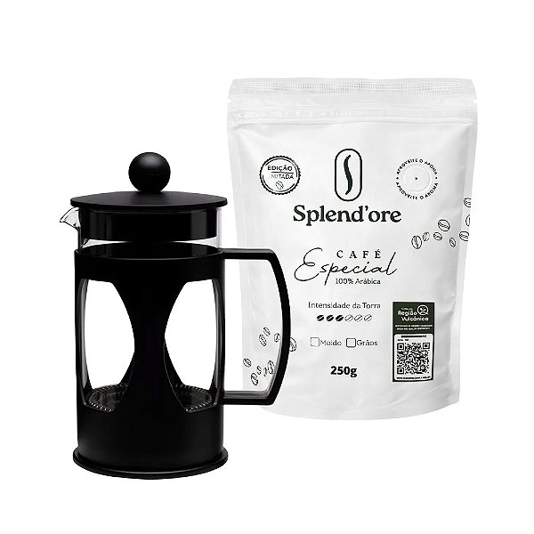 Kit Especial Prensa Francesa com Café Especial Região Vulcánica 250g Splend'ore