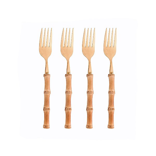 Conjunto 4 Garfos Mesa Bambu Dourado