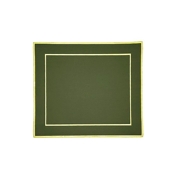 Lugar Americano Minimal Musgo Bordado Amarelo