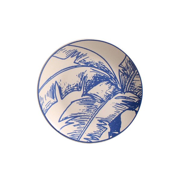 Prato Sobremesa Abacaxi Branco/Azul