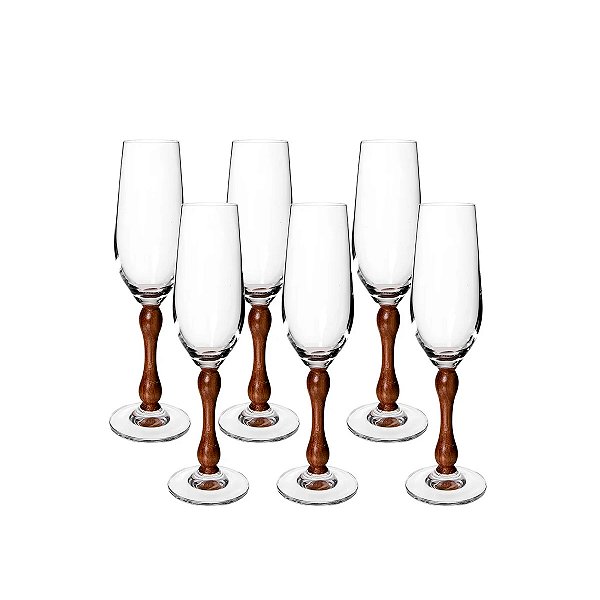 Conjunto Taça Wood Espumante 235ml 6 peças