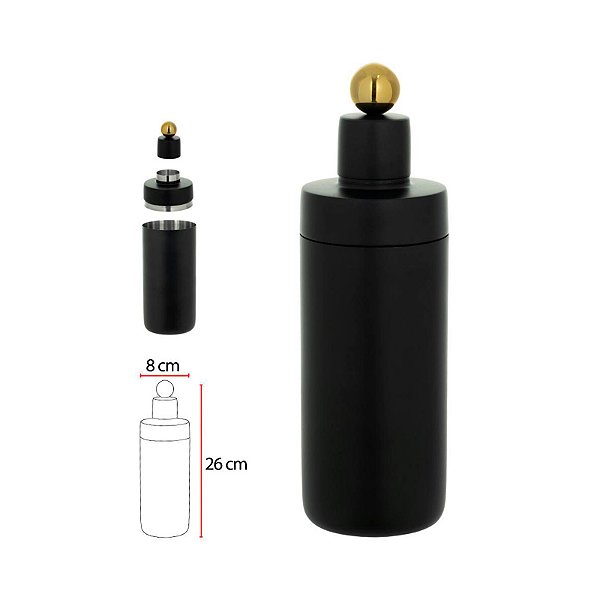 Coqueteleira Esferas Preto com Dourado