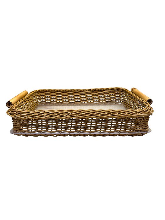 Cesto Retangular Vime G C/ Bambu (34x25)