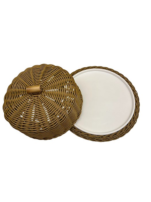 Tampa P/ Prato de Bolo G Vime de Rattan (27cm diâm)