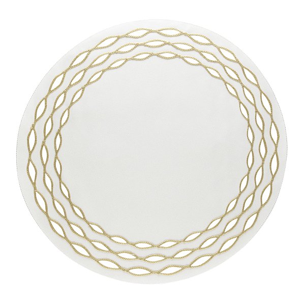 Lugar Americano Olea Branco com Bordado Dourado 40 cm