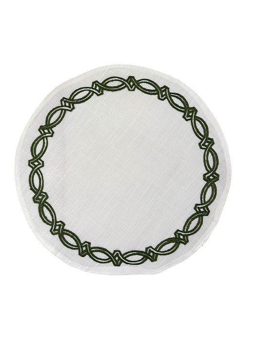 Lugar Americano Truly Branco com Bordado Verde