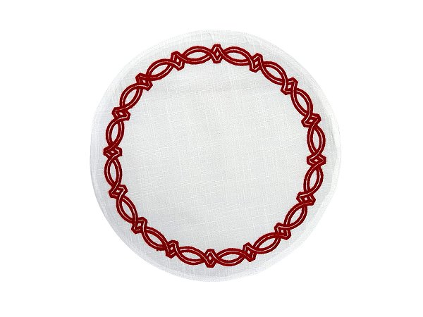 Lugar Americano Truly Branco com Bordado Vermelho