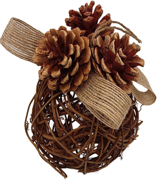 Enfeite Bola Rattan Pinhas 15CM Natal