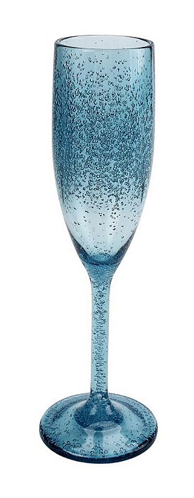 Taça Champagne Acrílico Azul Bolhas 296ml