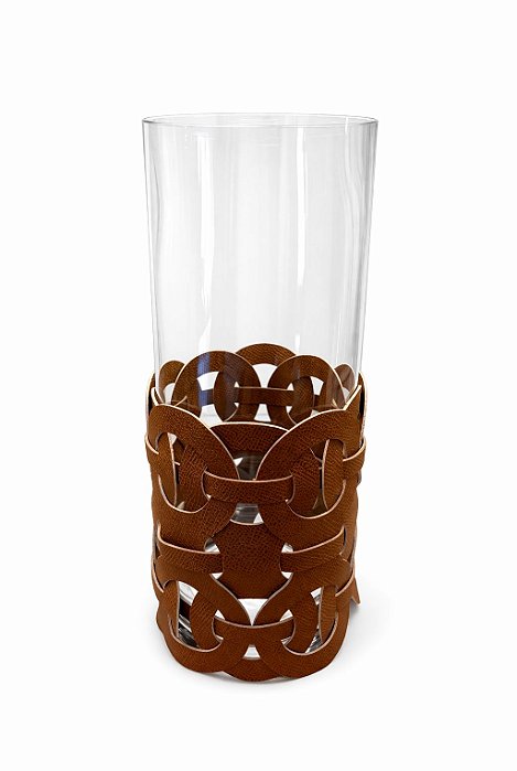 Vaso Trelica Couro Sintético P Marrom