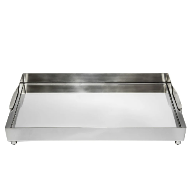 Bandeja Inox Galeria Lisa Retangular C/Fundo Espelho St James