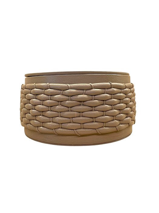 Pote Tramado Couro Legítimo 15cm Kakhi M