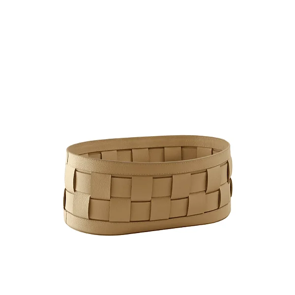 Cesto Tramado Couro Legítimo Off White