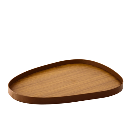 Bandeja Orgânica de Madeira e Couro Holz Castanho