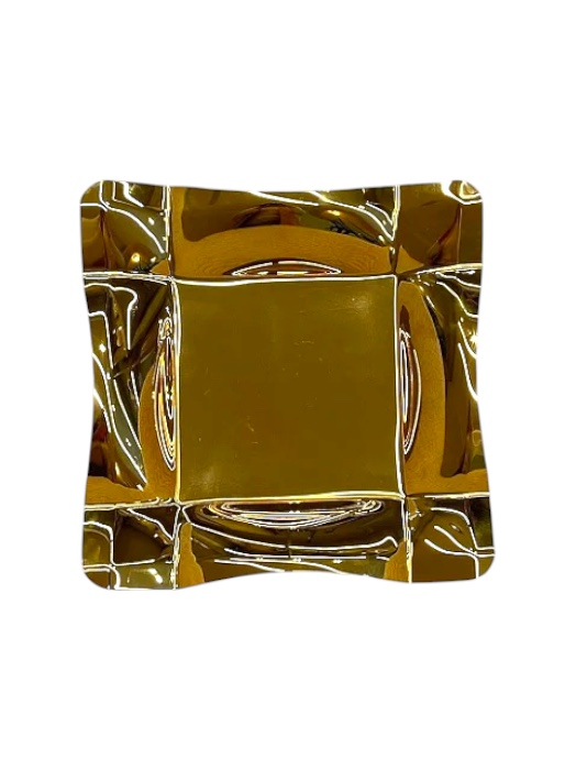 Petisqueira Quadrada em Aço Inox Dourada 23 x 23cm