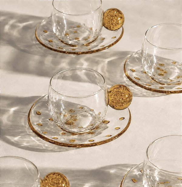 Conjunto 6 Xícaras de Café Âmbar Vidro
