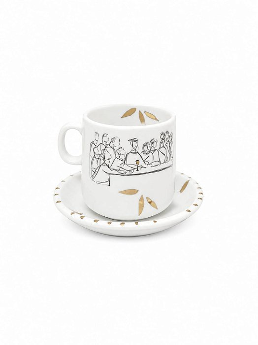 Conjunto 4 Xícaras Café Santa Ceia Porcelana