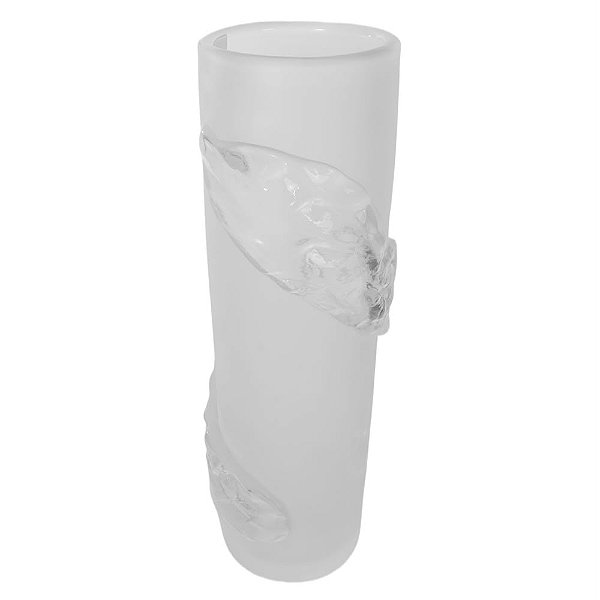 Vaso Vidro Tubo Com Aplicação Transparente Fosco 41cm 13d