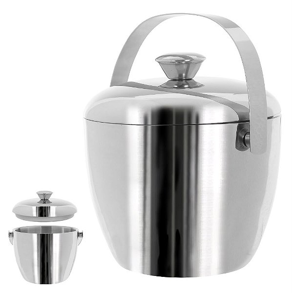 Balde Gelo Inox Classic 1750ml 17,5X16cm C/ Alça E Tampa