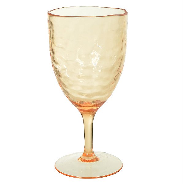 Taça Acrílico Martelado Laranja 400ml 19,5X9cm