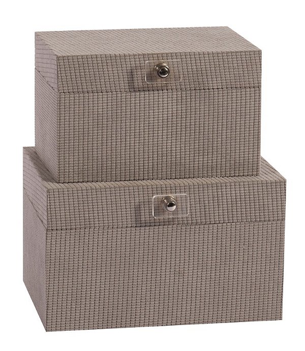 Caixa Quadrada Cinza G Veludo MDF 27x22x16