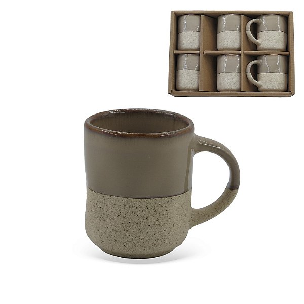 Conj 6 Xícaras de Café Cerâmica Bege