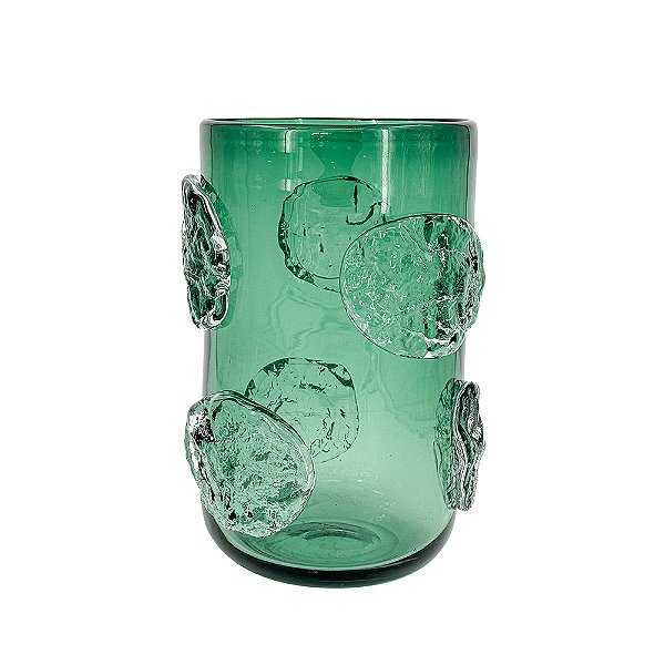 Vaso em Vidro Verde Relevo 36x21 cm OD0219