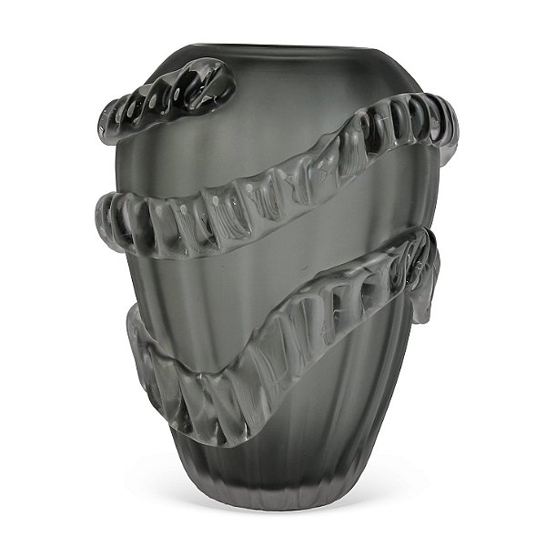 Vaso Vidro Fume Relevo (25Ax19D cm) OE0082