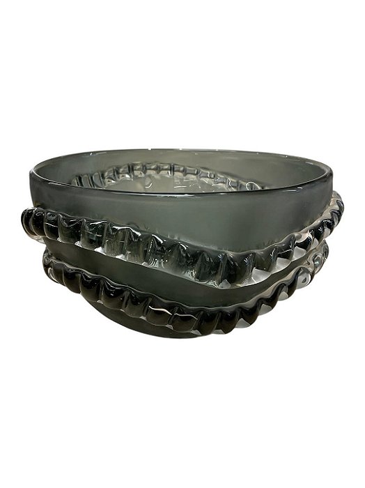 Centro de Mesa Vidro Fumê 16Ax29D cm com Relevo OE0083