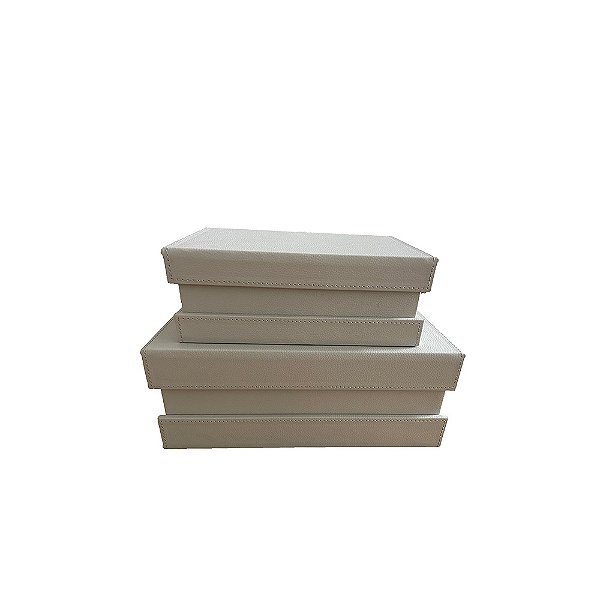 Conjunto 2 Caixas Couro Sintético Cinza TH0086