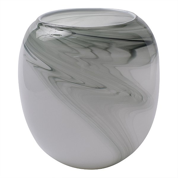Vaso de Vidro Branco e Verde (27A x 22D) DI0098