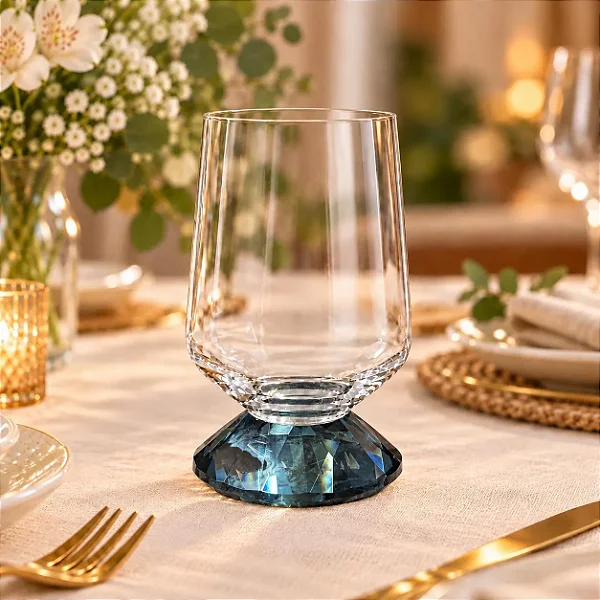 Cj 6 Copos em Cristal Base Diamante Azul 550ml BJ0100